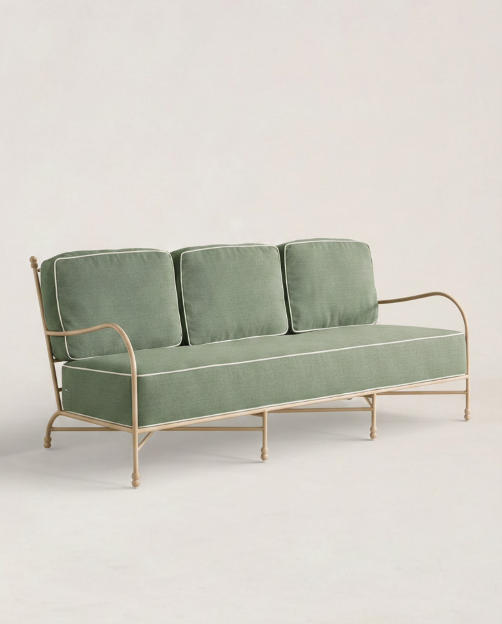 Sage Linen Wrought Iron Sofa