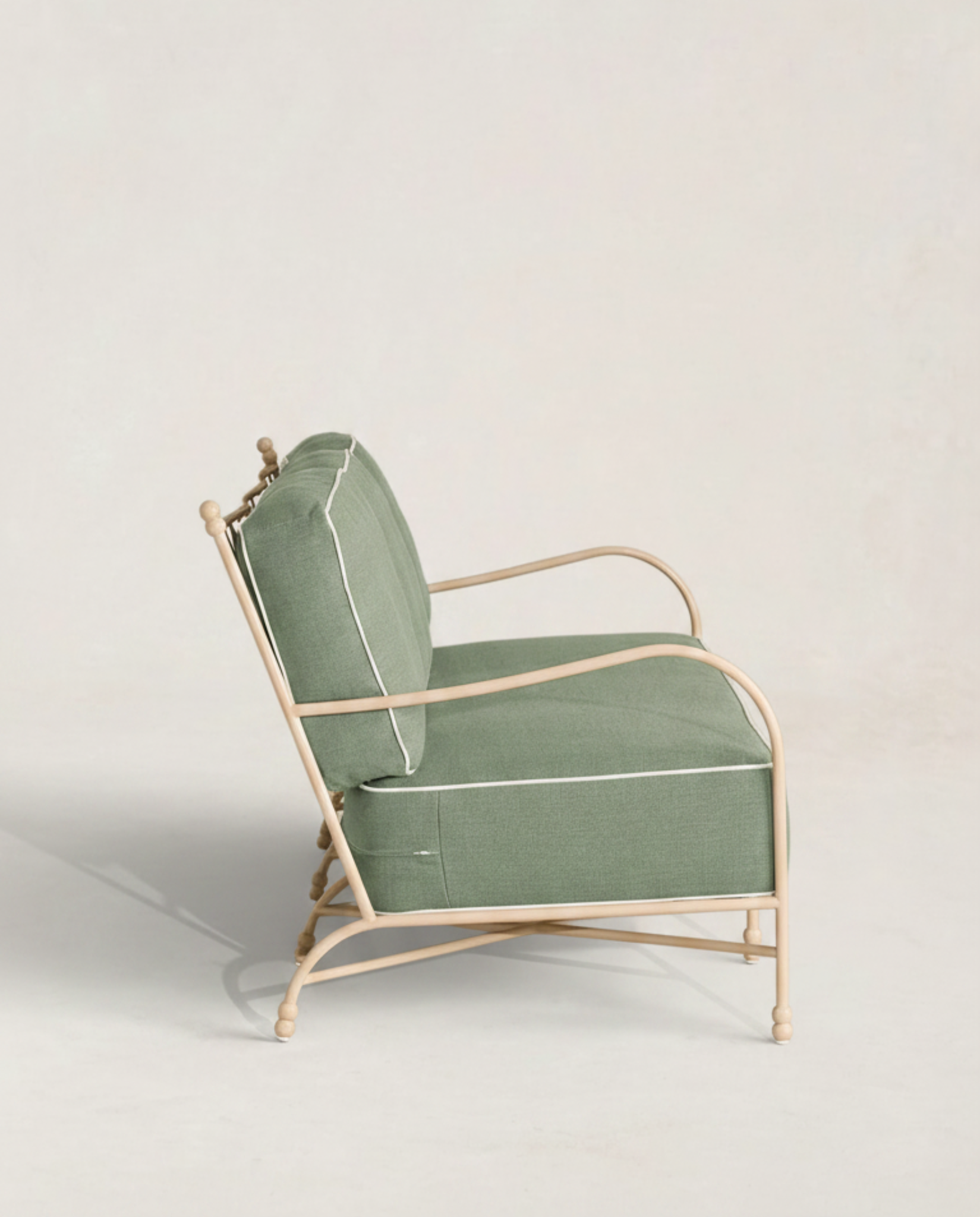 Sage Linen Wrought Iron Sofa
