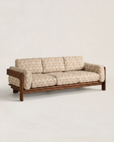 Mid-Century Patterned Timber Sofa