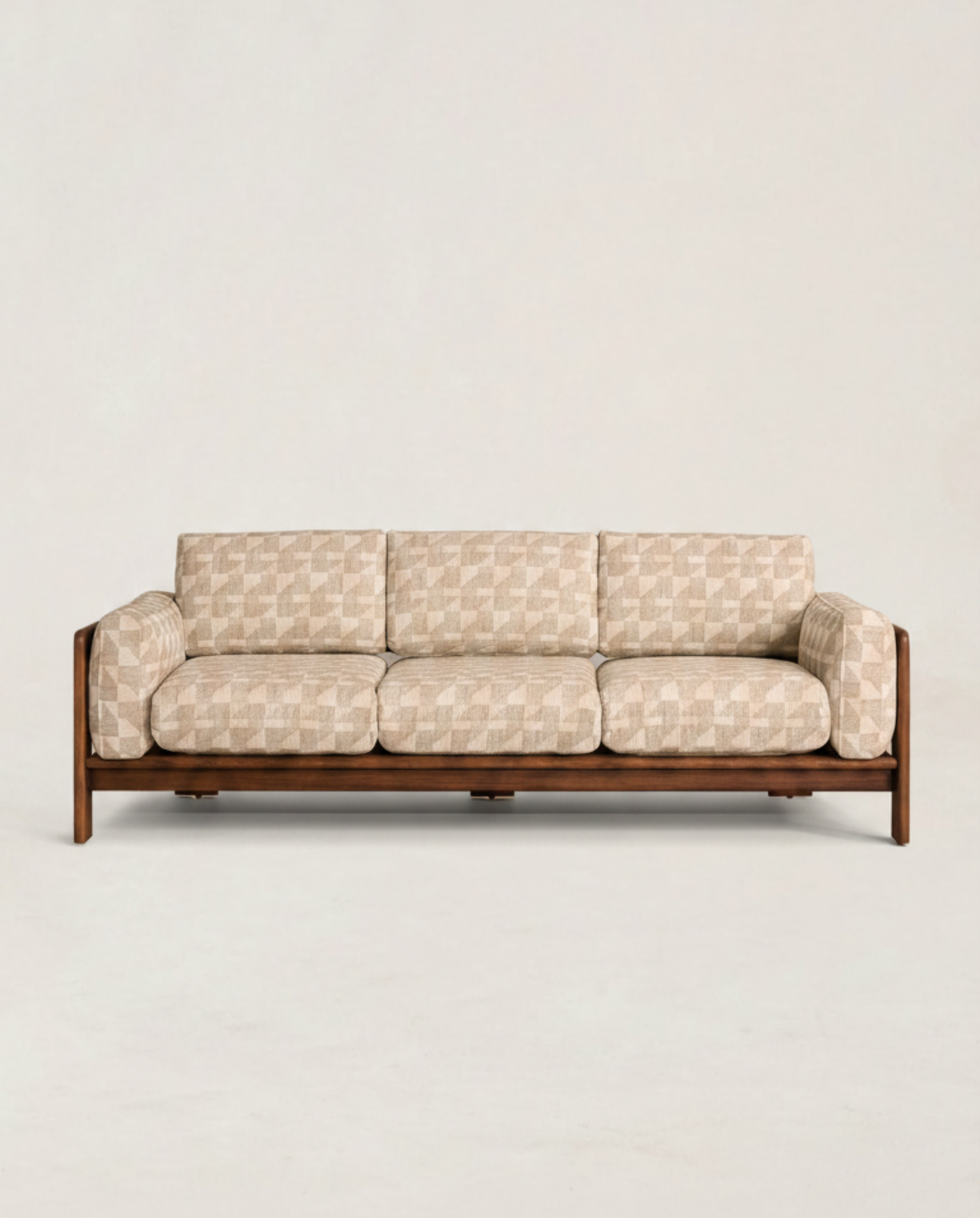 Mid-Century Patterned Timber Sofa