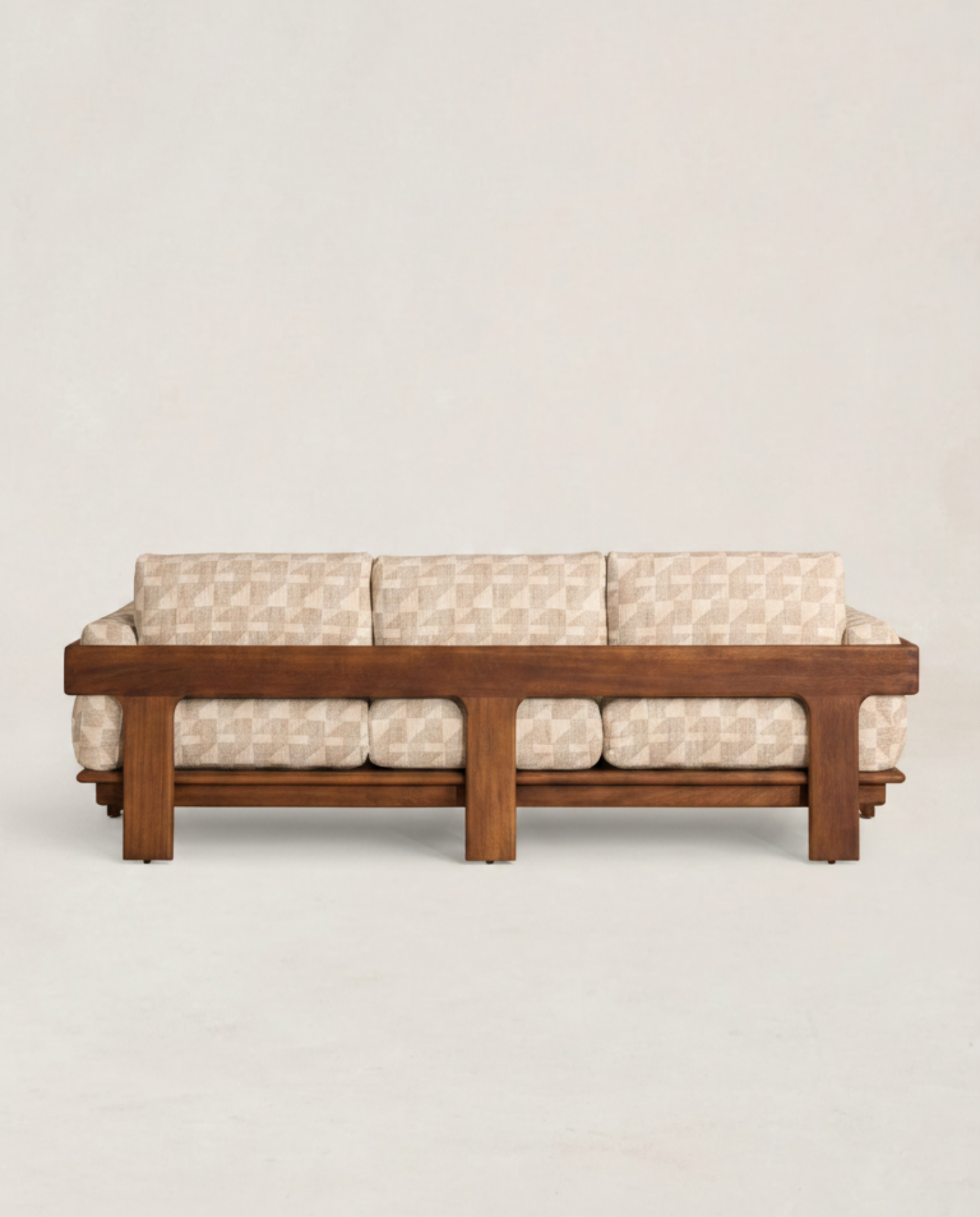 Mid-Century Patterned Timber Sofa