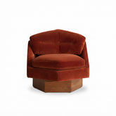 Rust Velvet Hexagonal Swivel Accent Chair