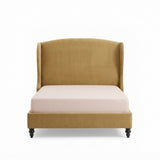 Velvet Wingback Upholstered Bed