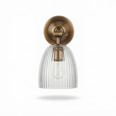 Industrial Brass Ribbed Glass Wall Lamp