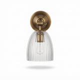 Industrial Brass Ribbed Glass Wall Lamp