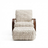Cream Textured Fabric Armchair and Ottoman