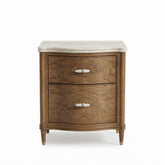 Elegant Curved Wood Stone Top Nightstand