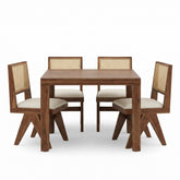 Mid-Century Wood & Cane Dining Set