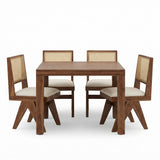 Mid-Century Wood & Cane Dining Set