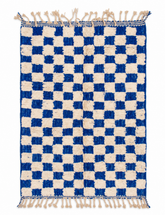 Plush Blue Checkered Moroccan Rug