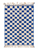 Plush Blue Checkered Moroccan Rug