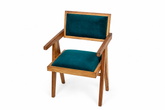 Teal Geometric Teak Armchair