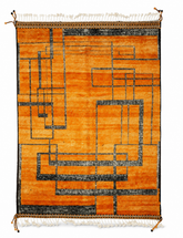 Modern Mustard Geometric Abstract Rug