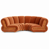 Curved Rust Velvet Modular Sectional Sofa