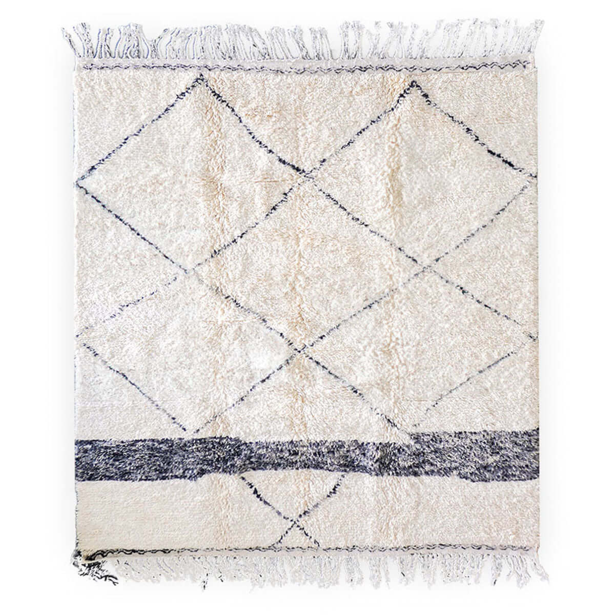 Minimalist Cream Trellis Berber Rug