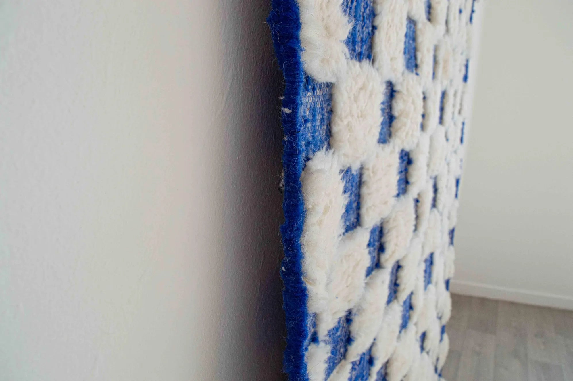 Plush Blue Checkered Moroccan Rug