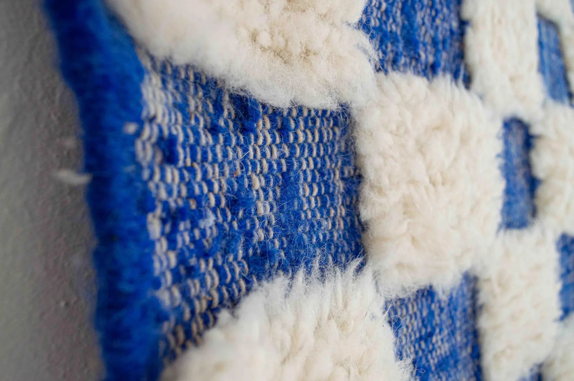 Plush Blue Checkered Moroccan Rug