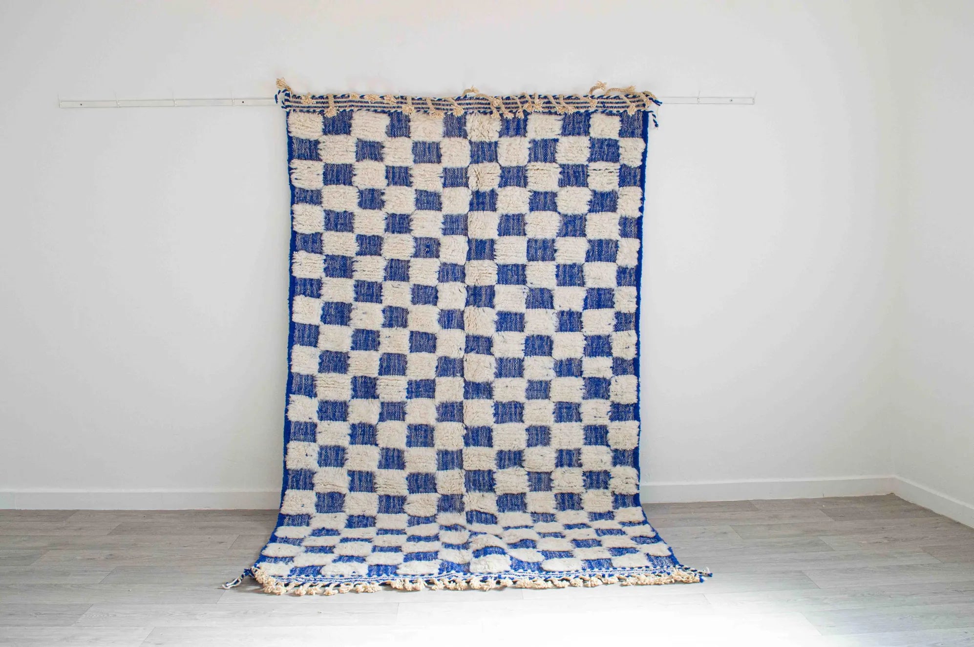 Plush Blue Checkered Moroccan Rug