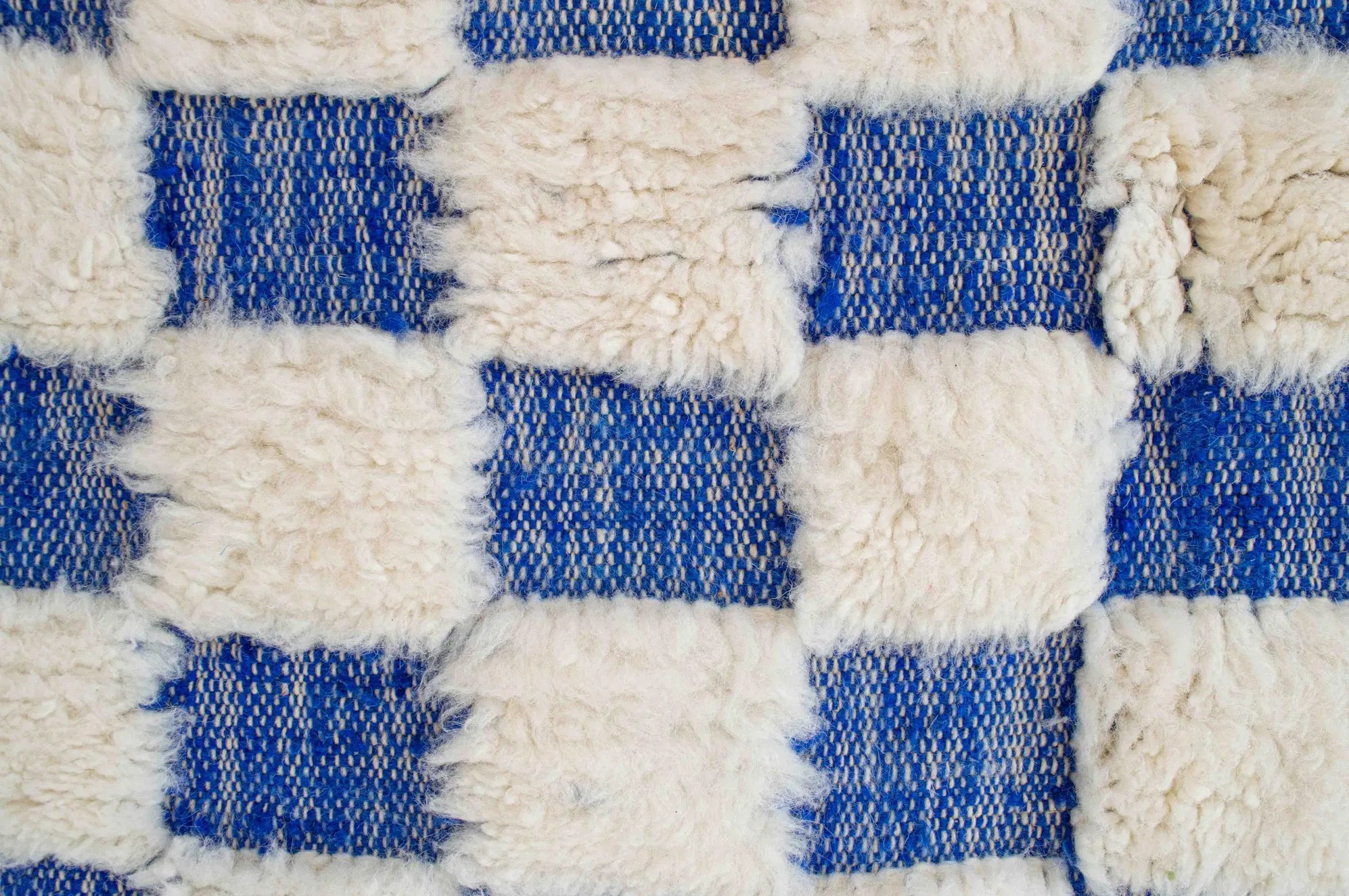 Plush Blue Checkered Moroccan Rug