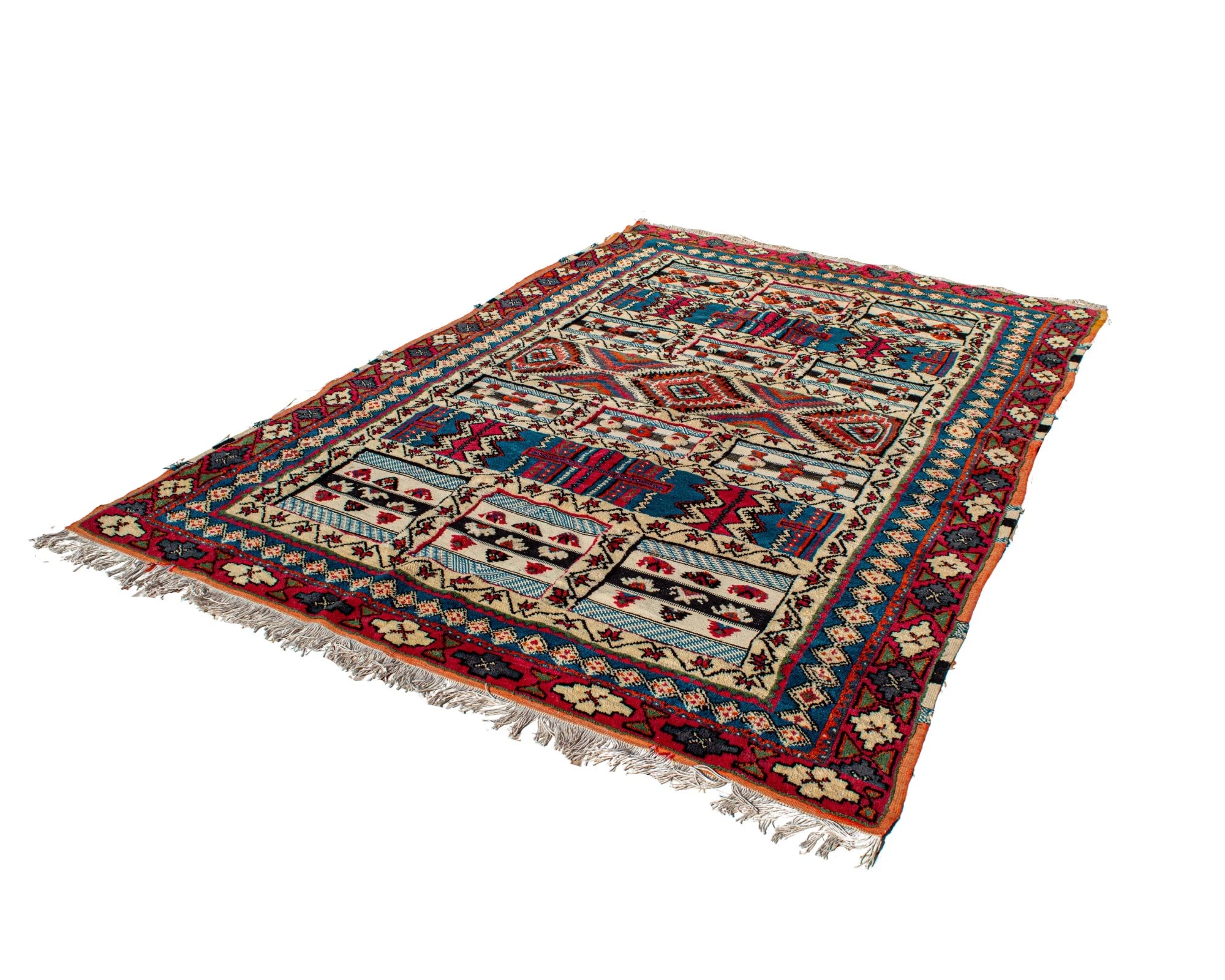 Hand-Woven Tribal Geometric Kilim