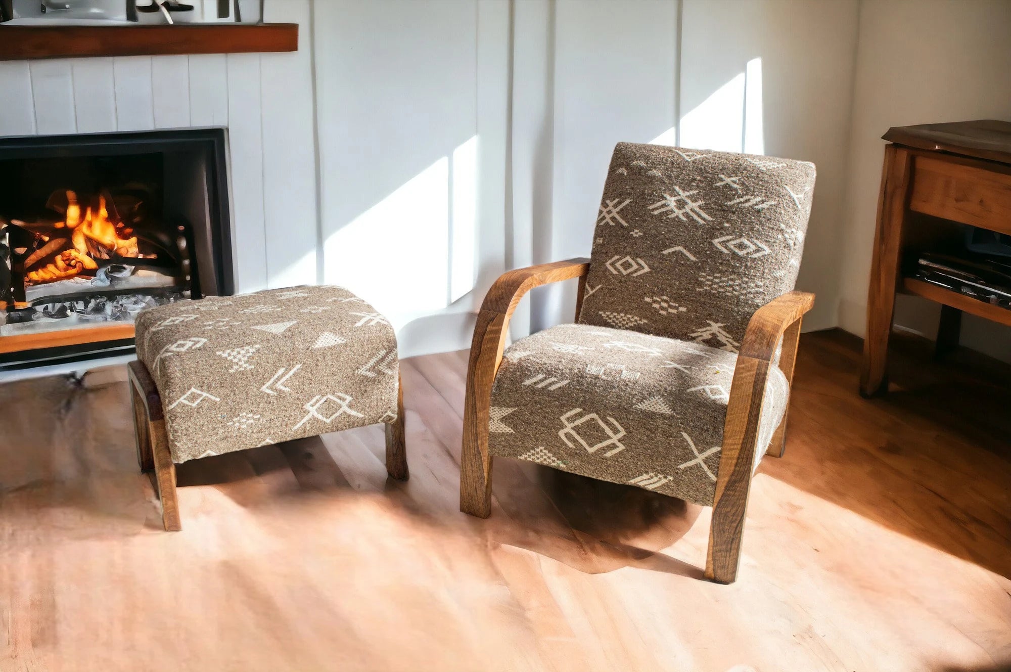 Handcrafted Moroccan Armchair and Ottoman