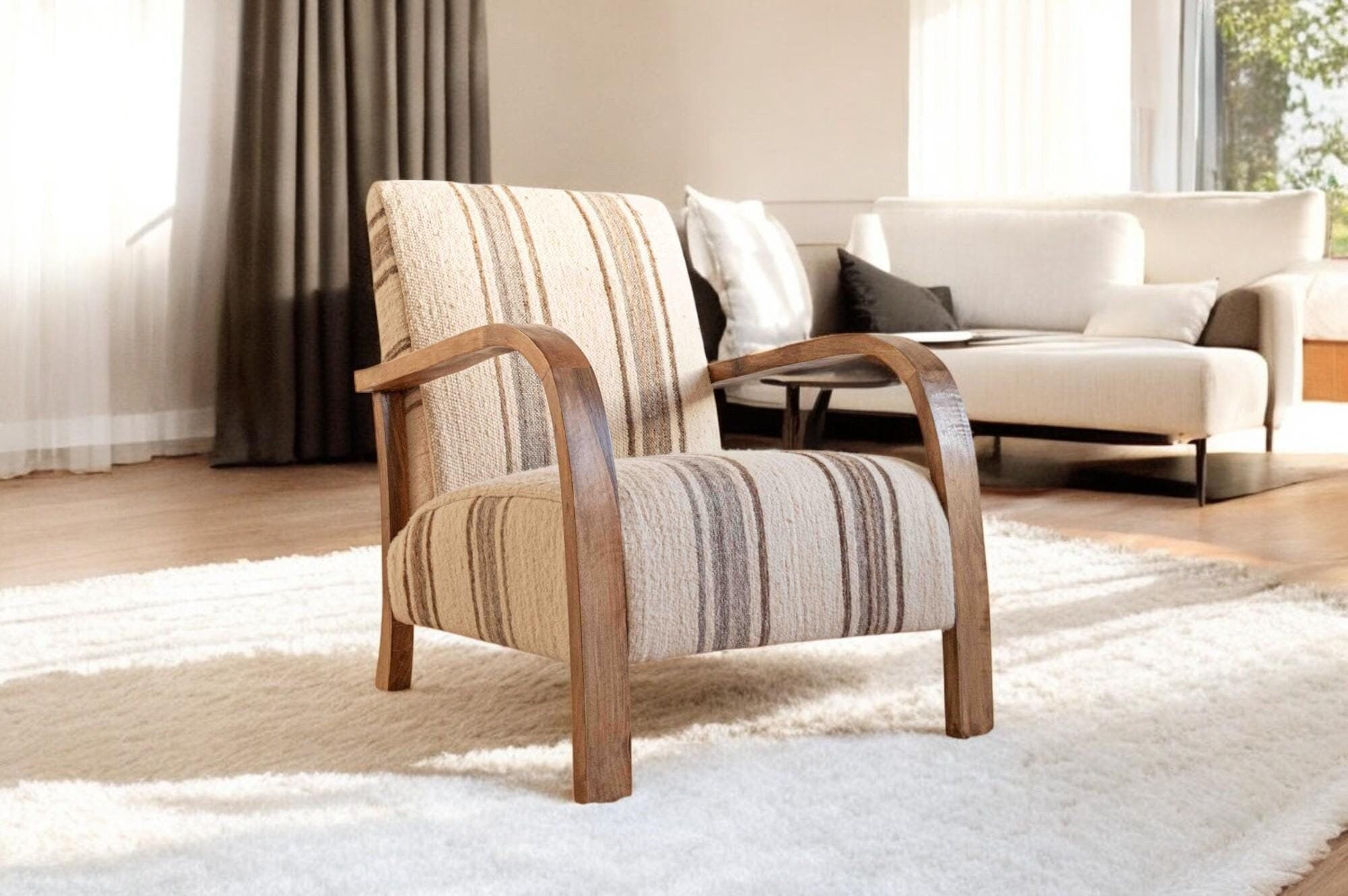 Vintage Wood Striped Armchair
