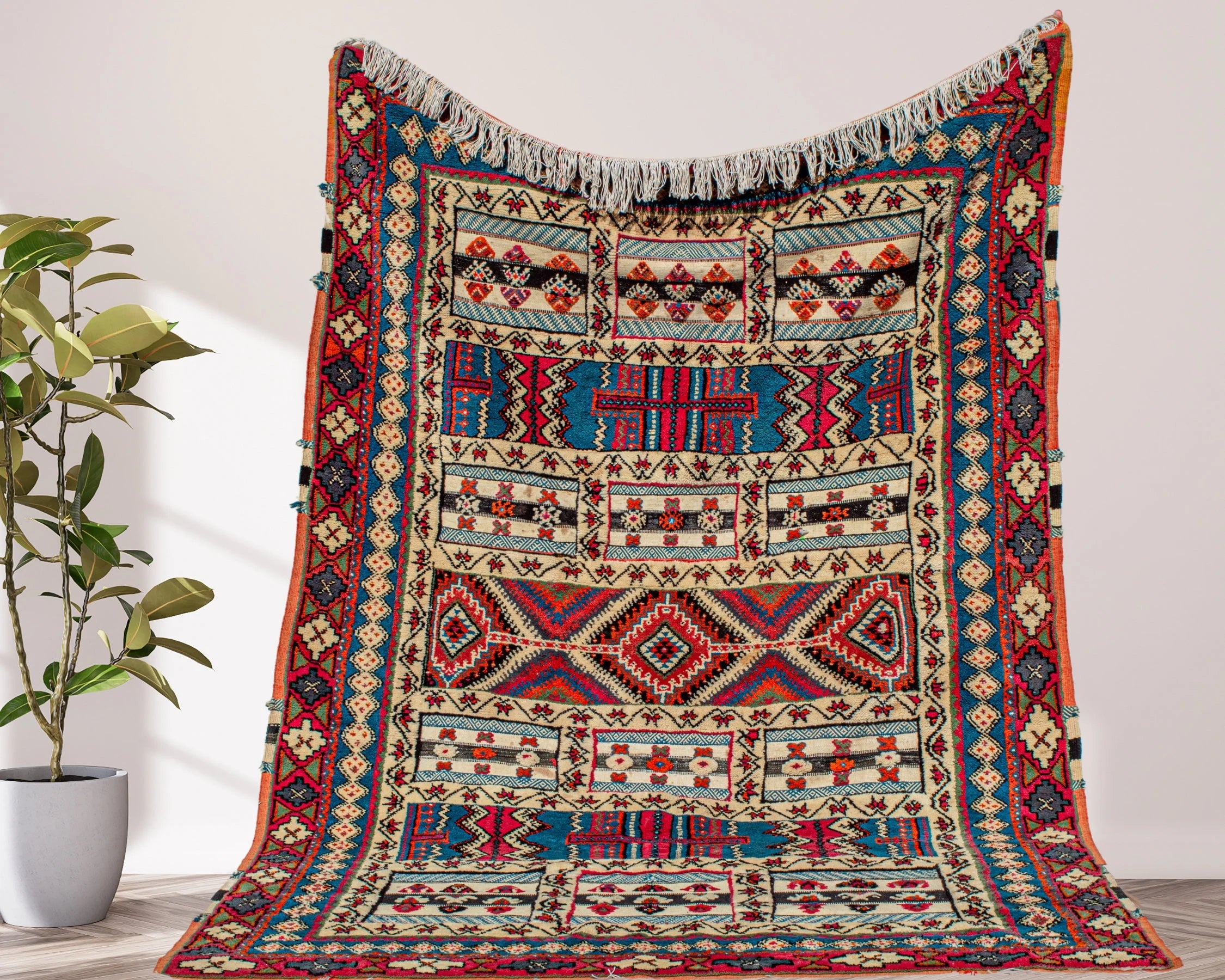 Hand-Woven Tribal Geometric Kilim