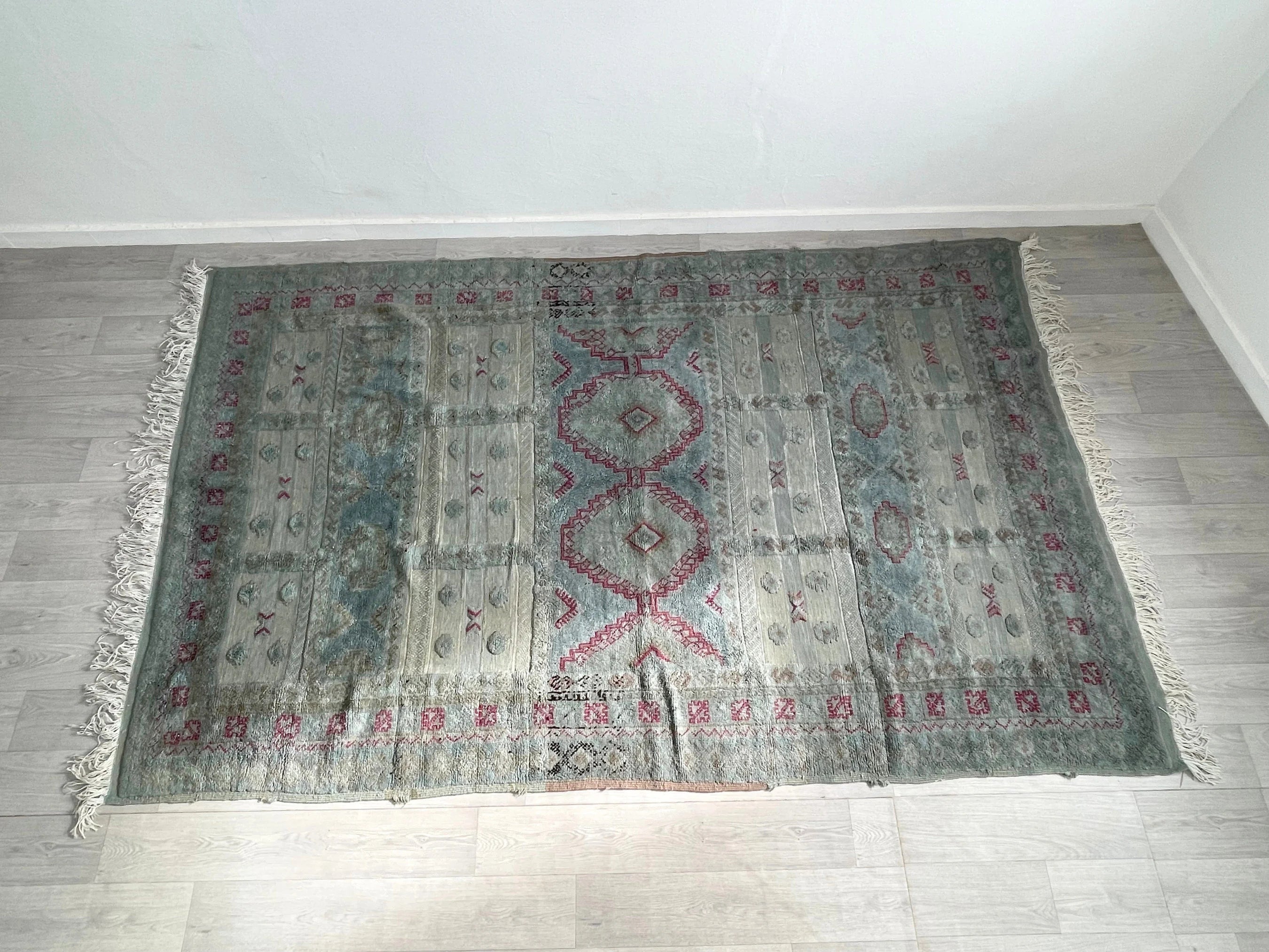 Vintage Teal Moroccan Tribal Rug