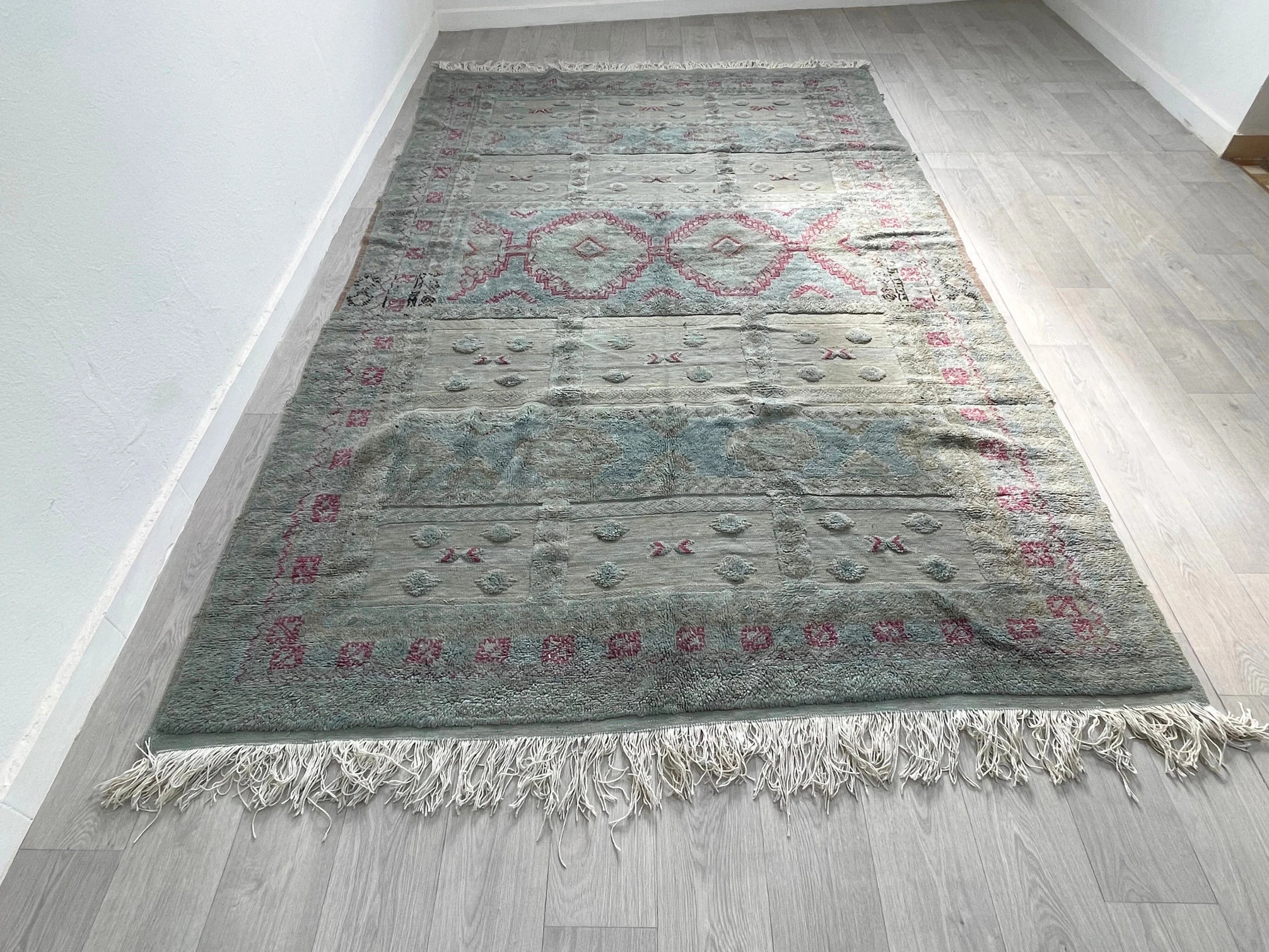 Vintage Teal Moroccan Tribal Rug