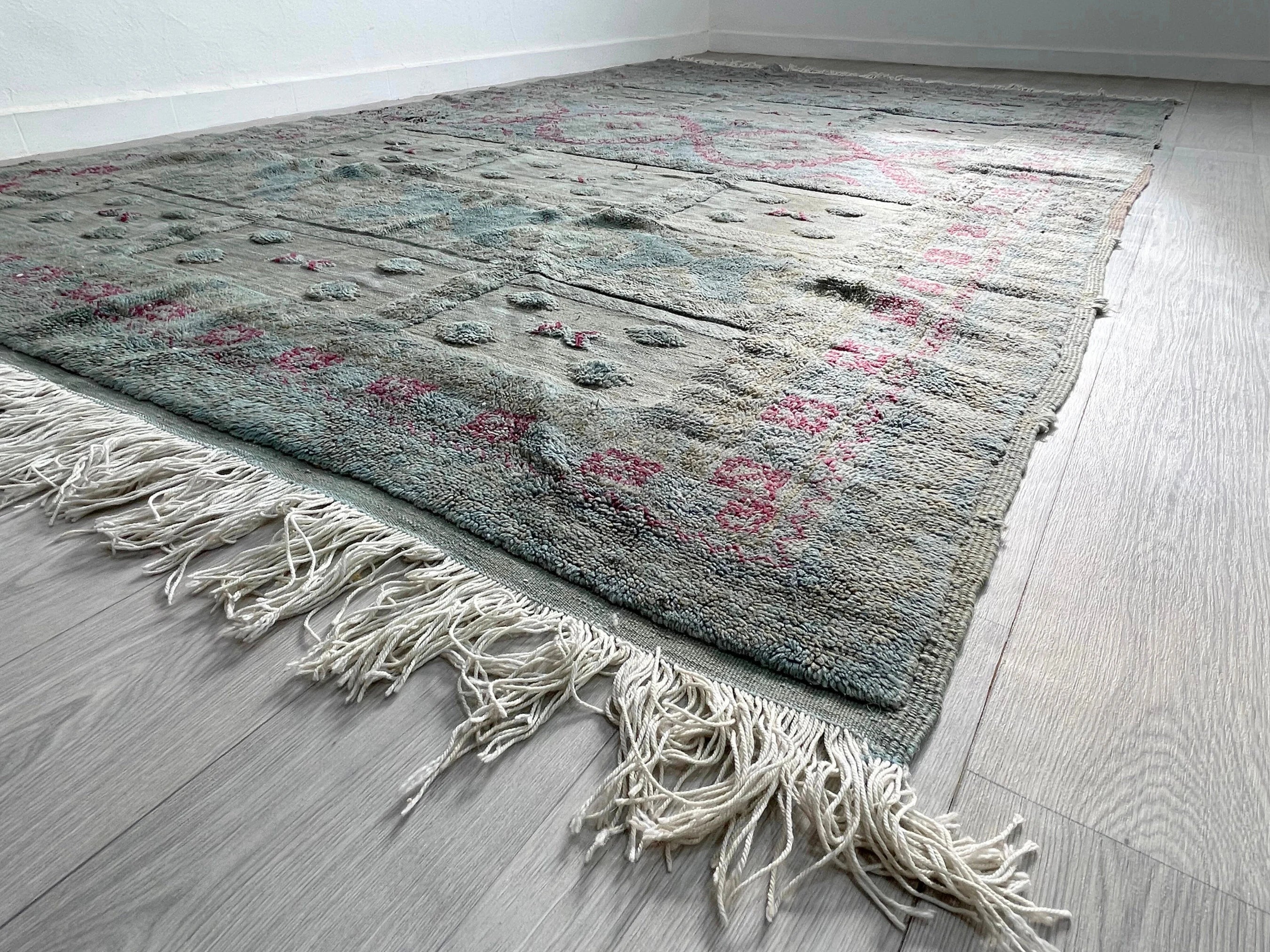 Vintage Teal Moroccan Tribal Rug