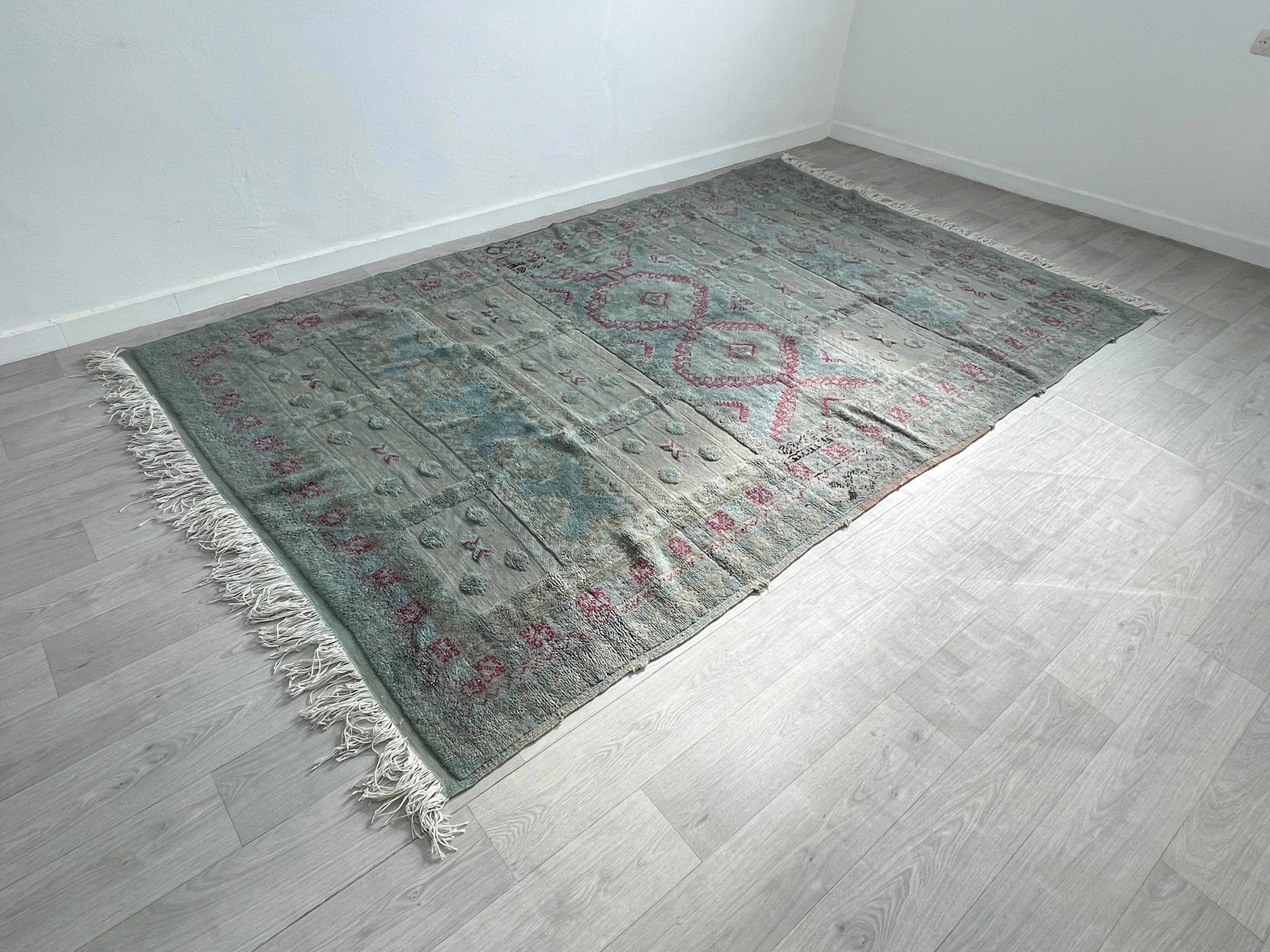 Vintage Teal Moroccan Tribal Rug