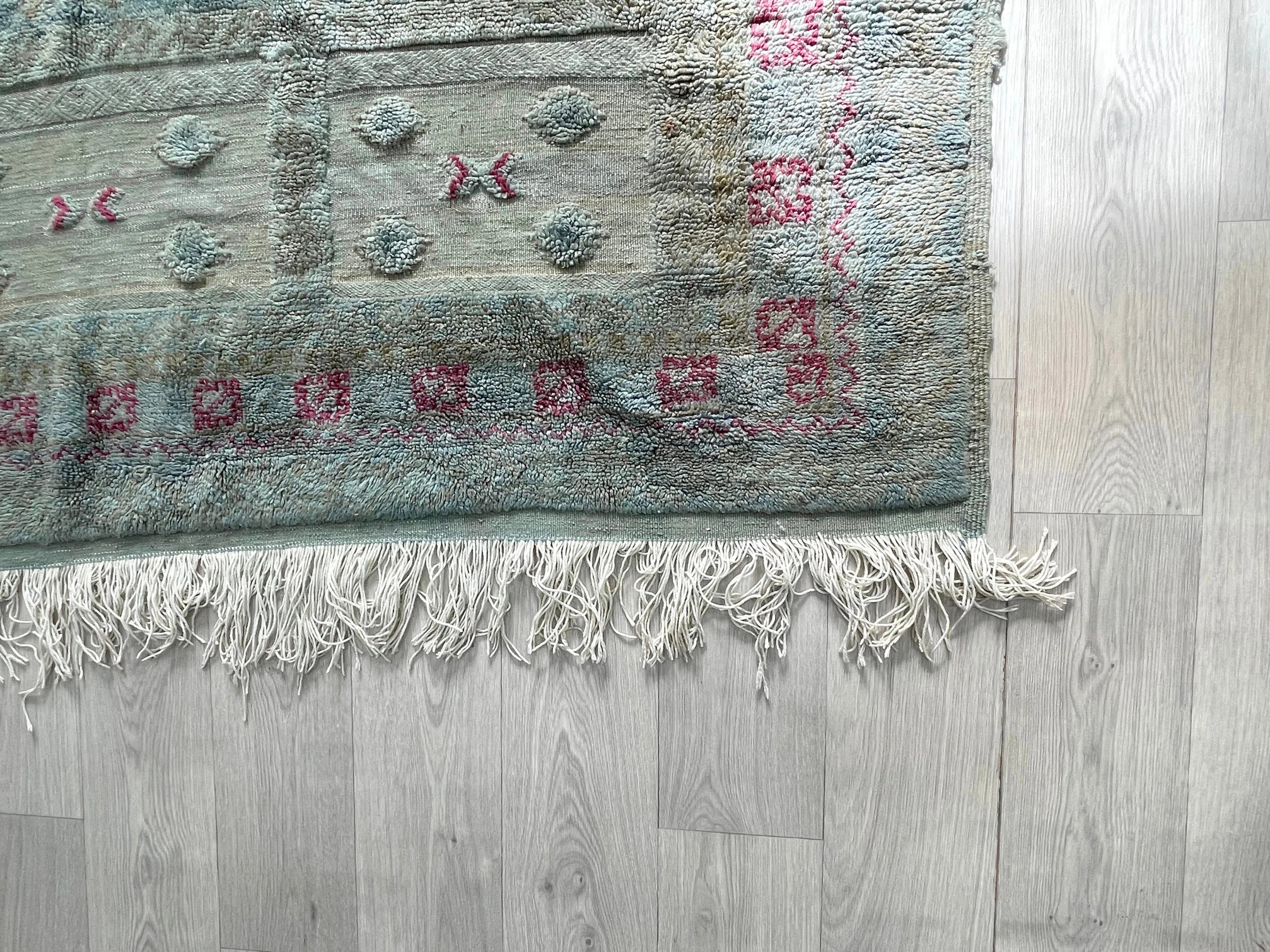 Vintage Teal Moroccan Tribal Rug