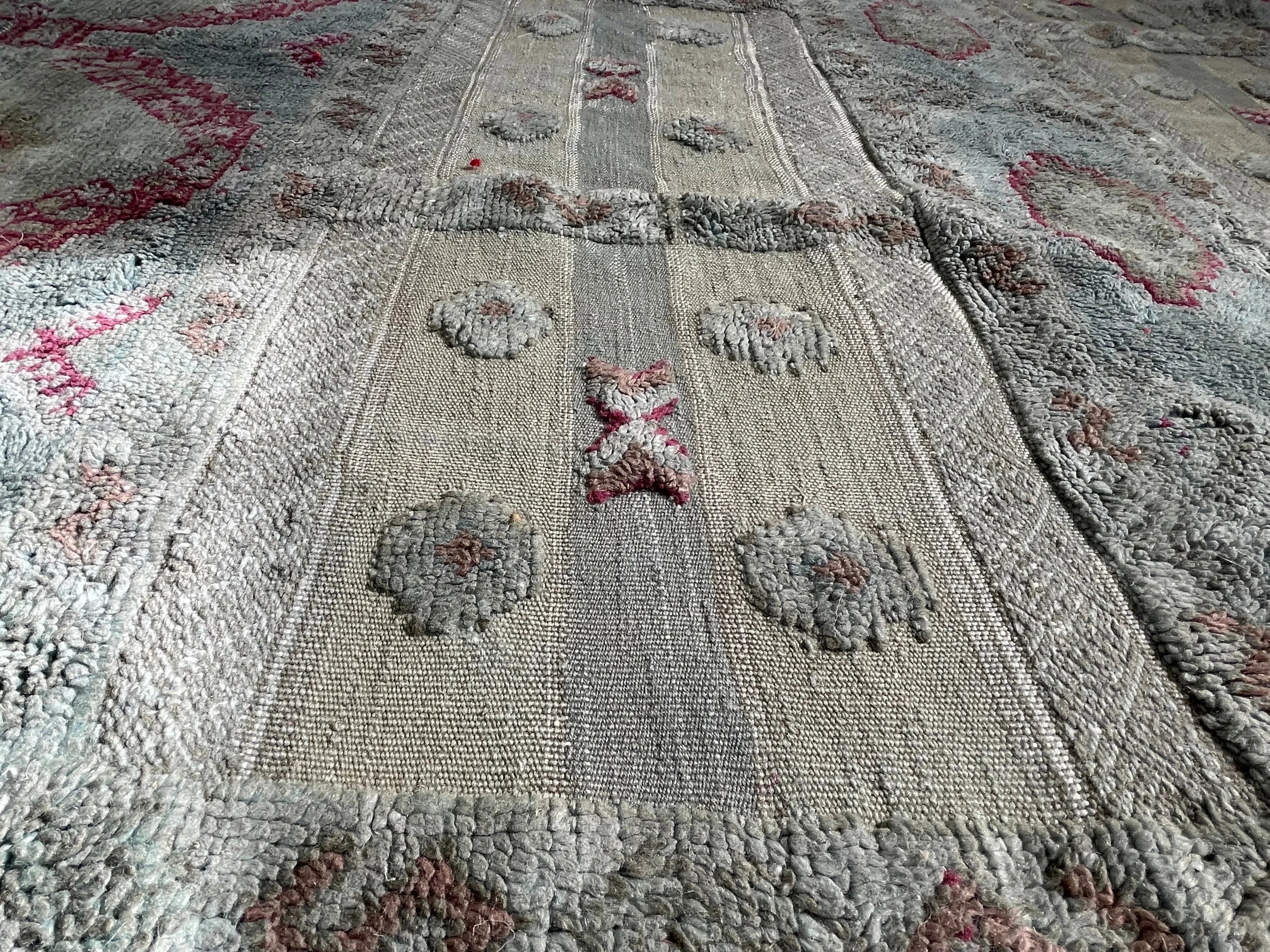 Vintage Teal Moroccan Tribal Rug