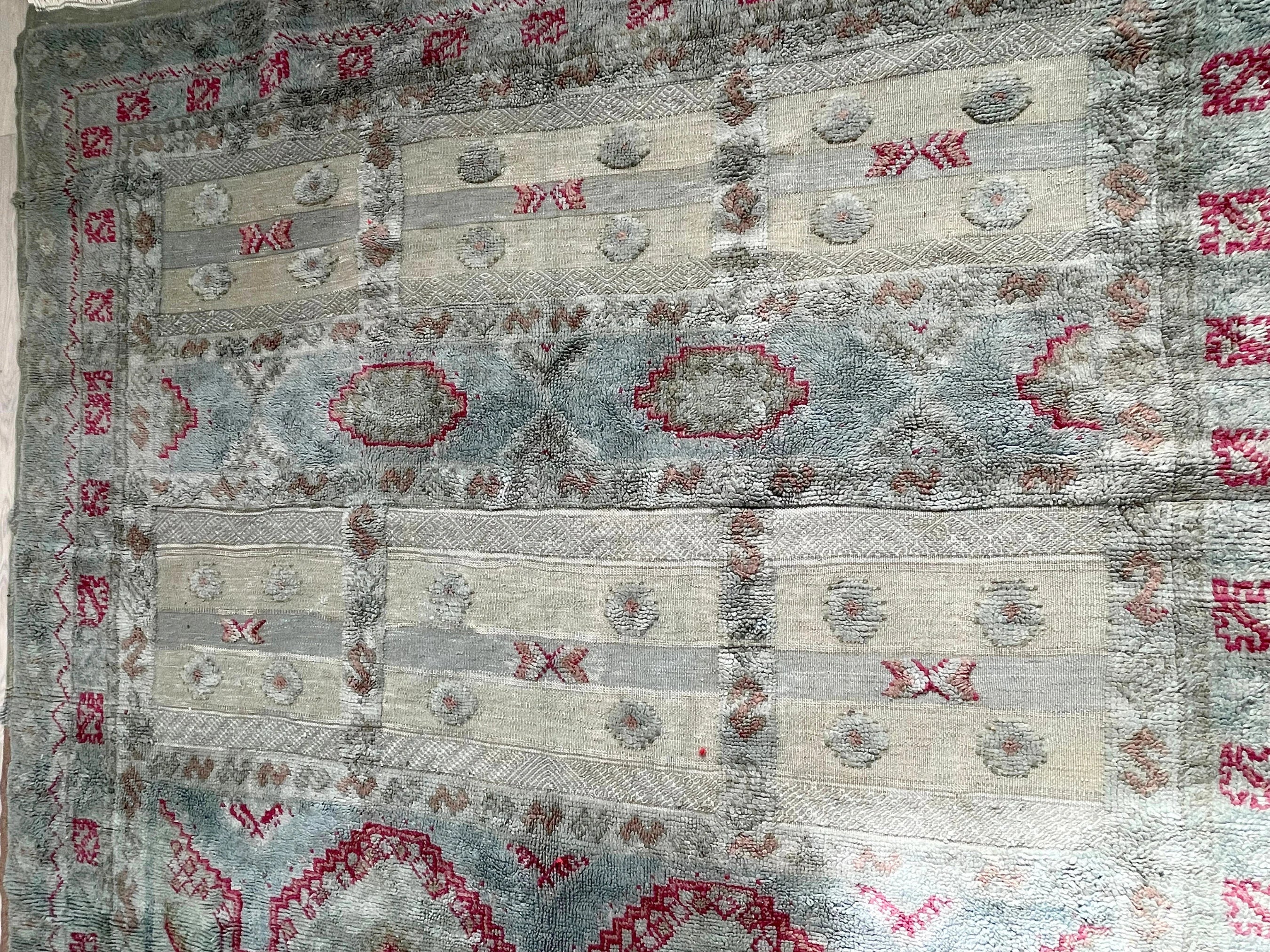 Vintage Teal Moroccan Tribal Rug