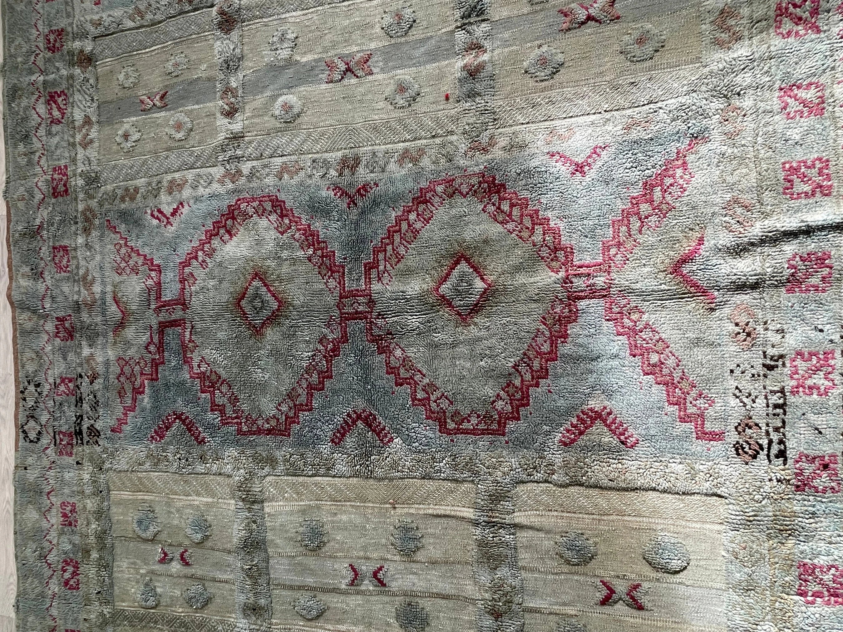 Vintage Teal Moroccan Tribal Rug