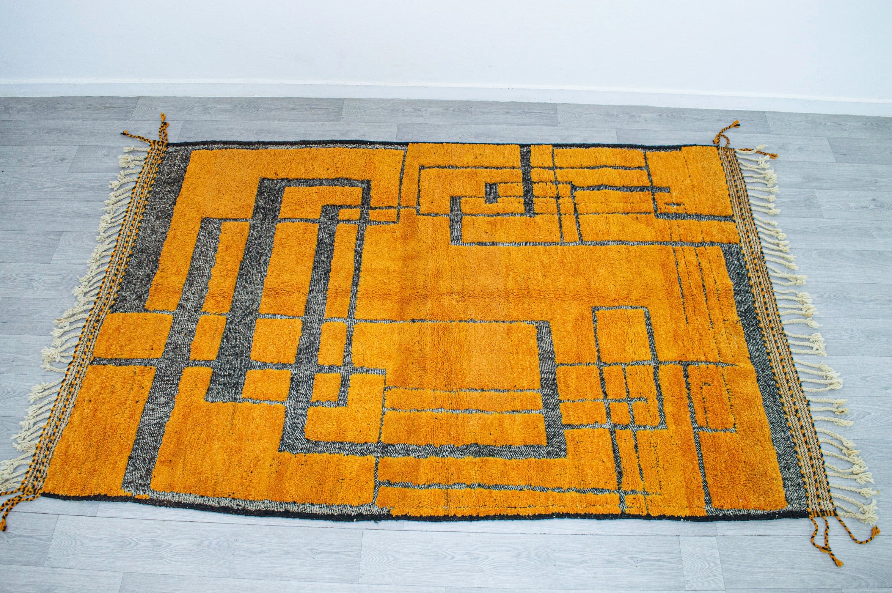 Modern Mustard Geometric Abstract Rug
