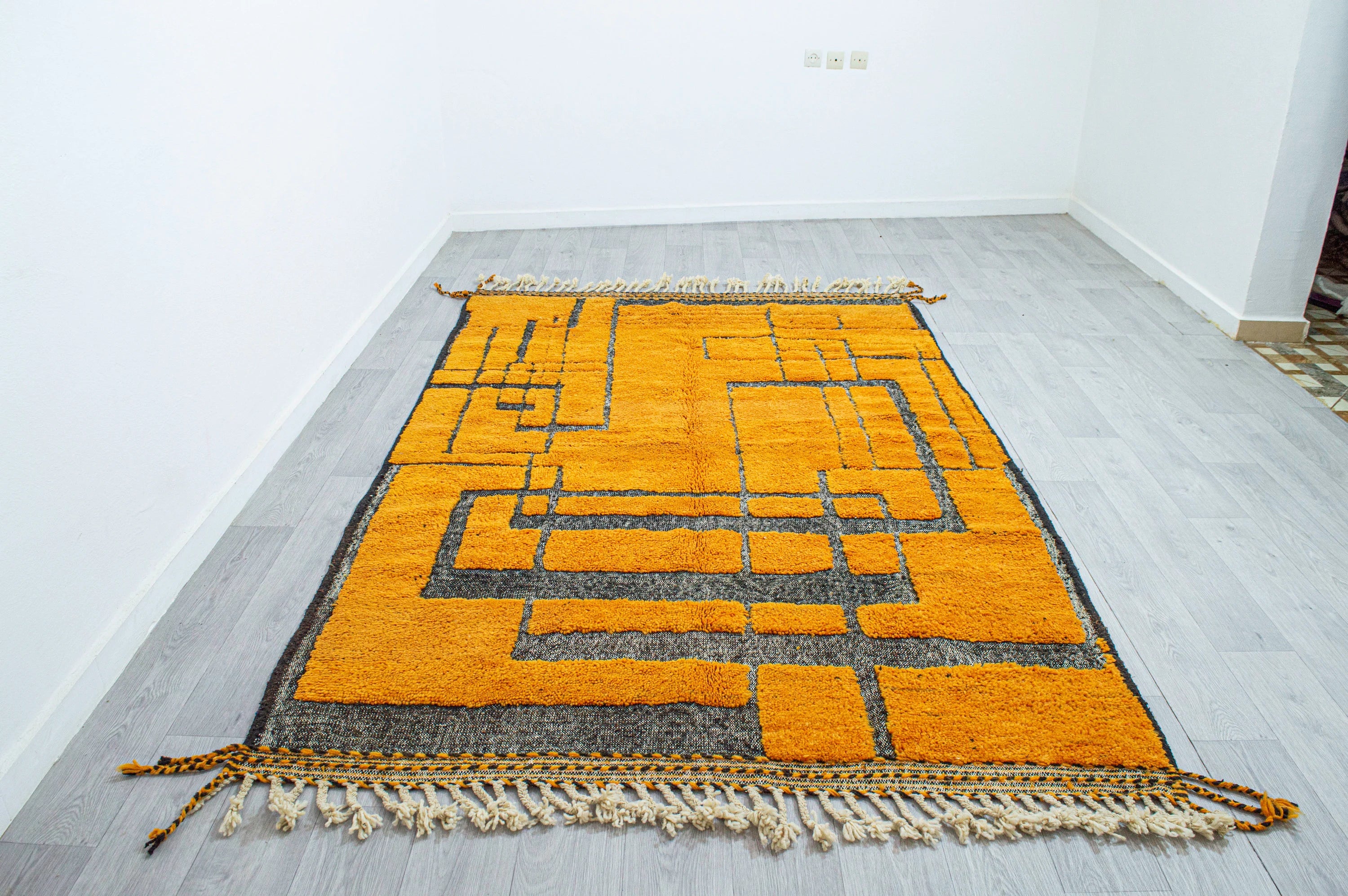 Modern Mustard Geometric Abstract Rug
