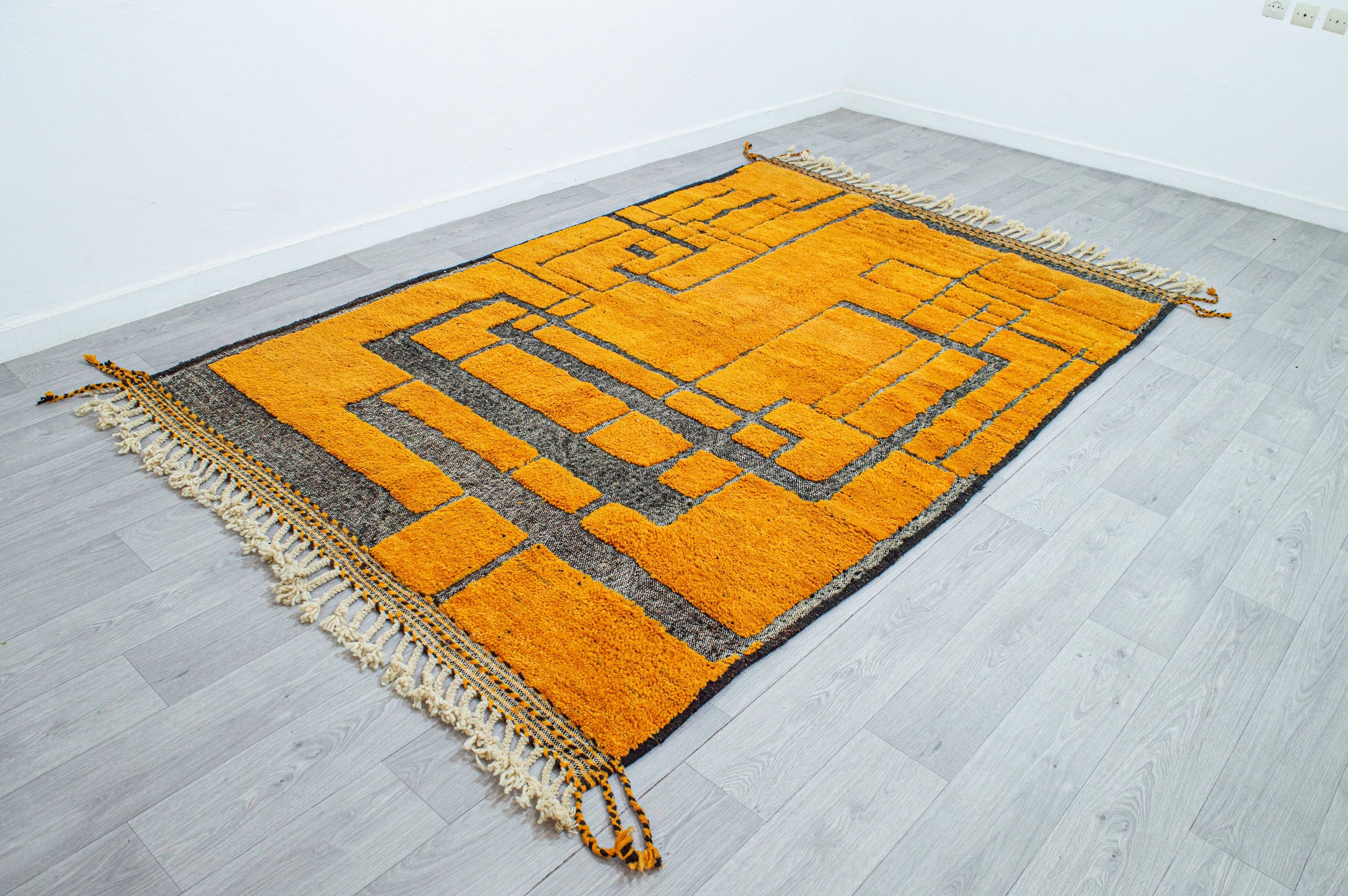 Modern Mustard Geometric Abstract Rug