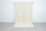 Cream Textured Checkered Moroccan Rug