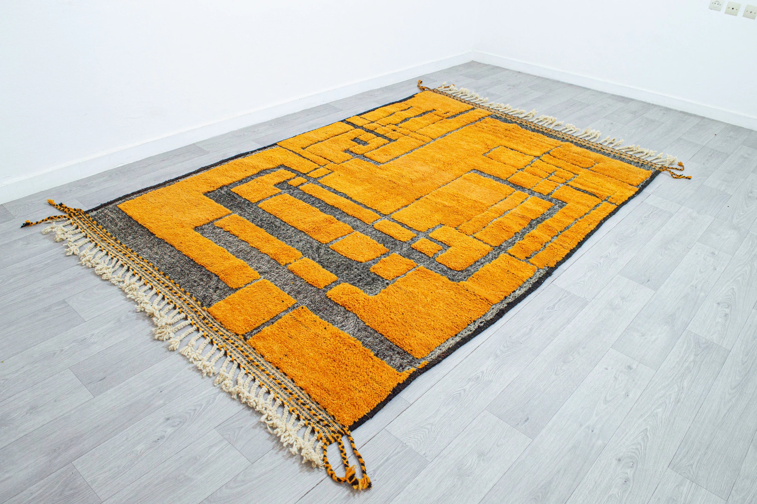 Modern Mustard Geometric Abstract Rug
