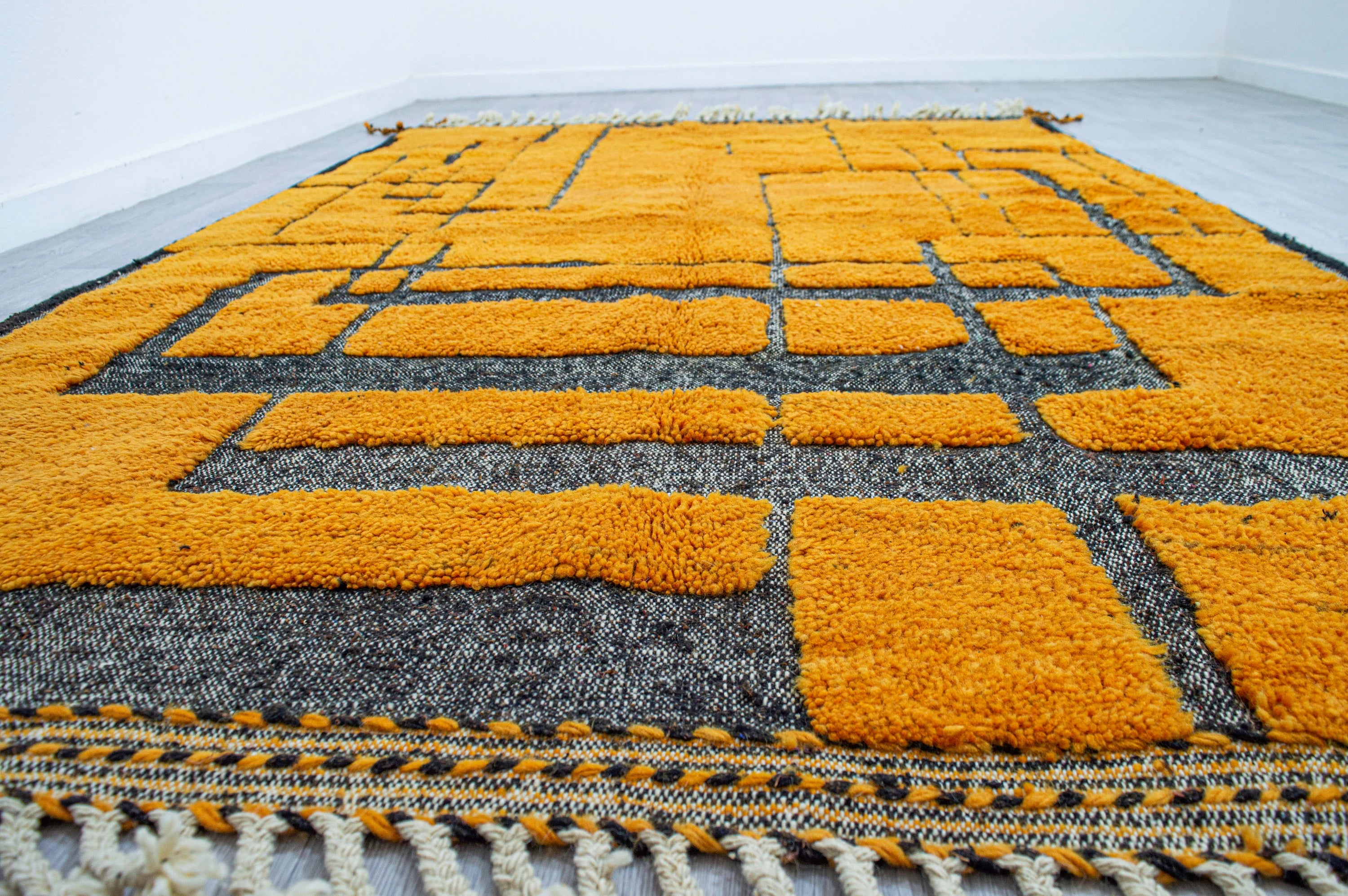 Modern Mustard Geometric Abstract Rug