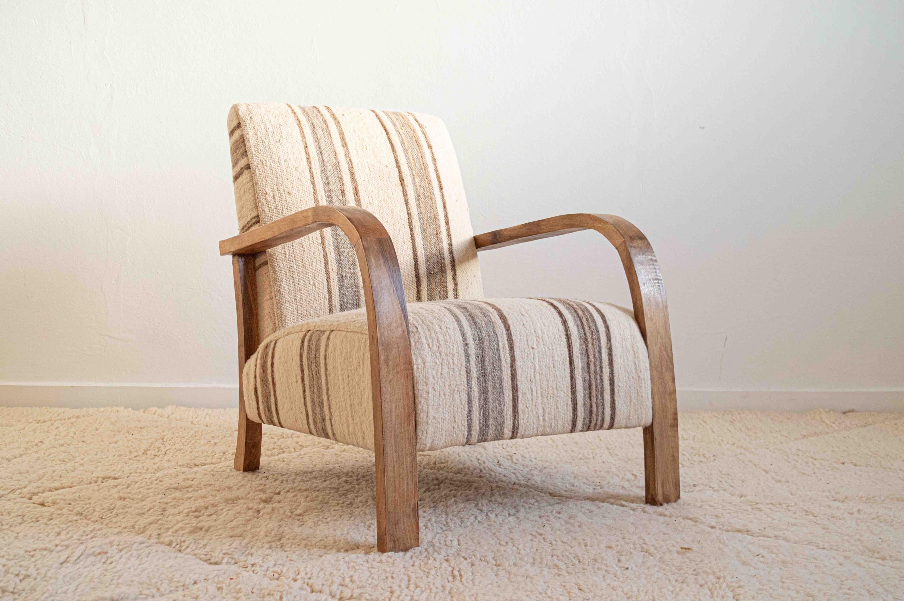 Vintage Wood Striped Armchair