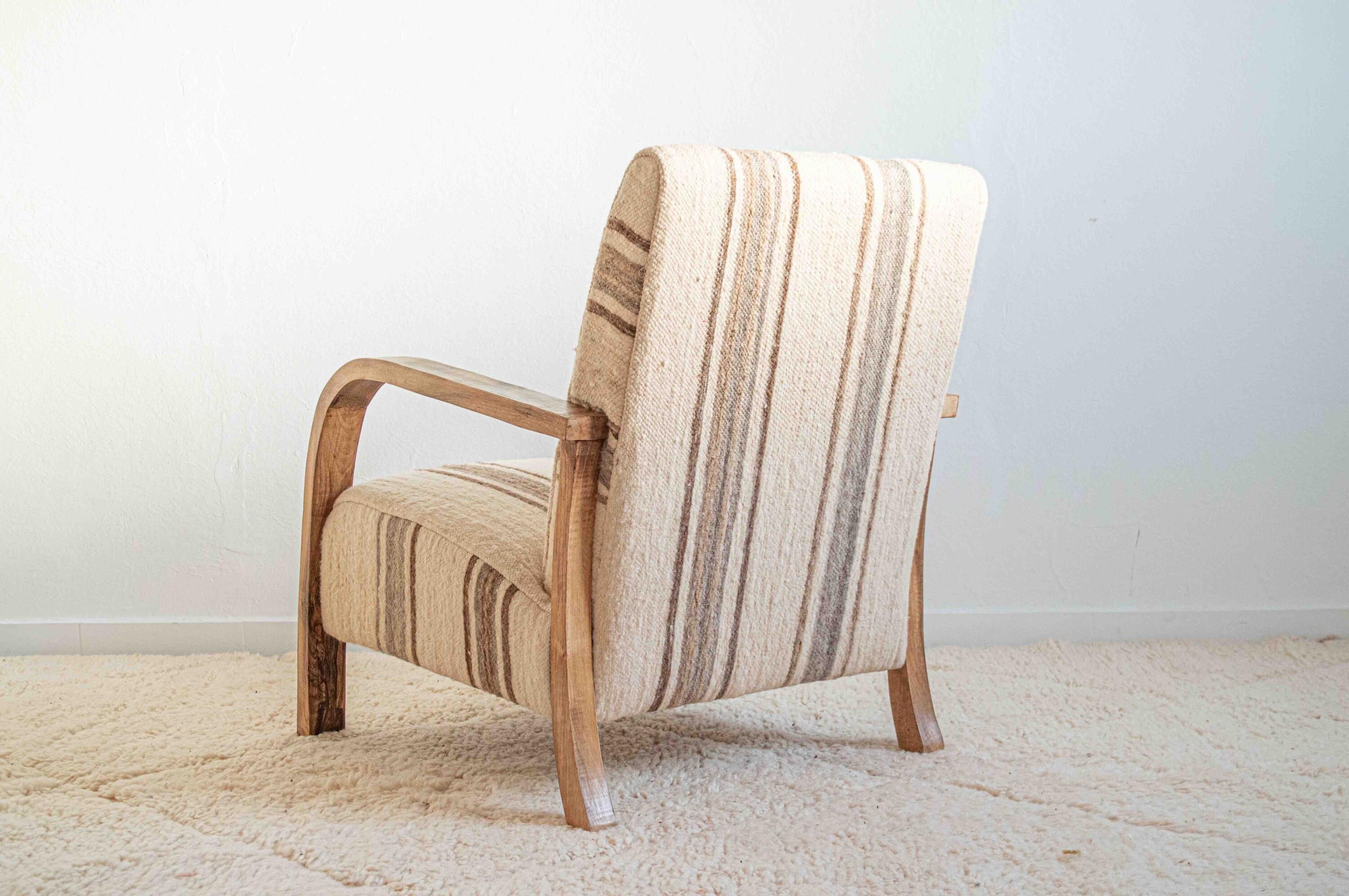 Vintage Wood Striped Armchair