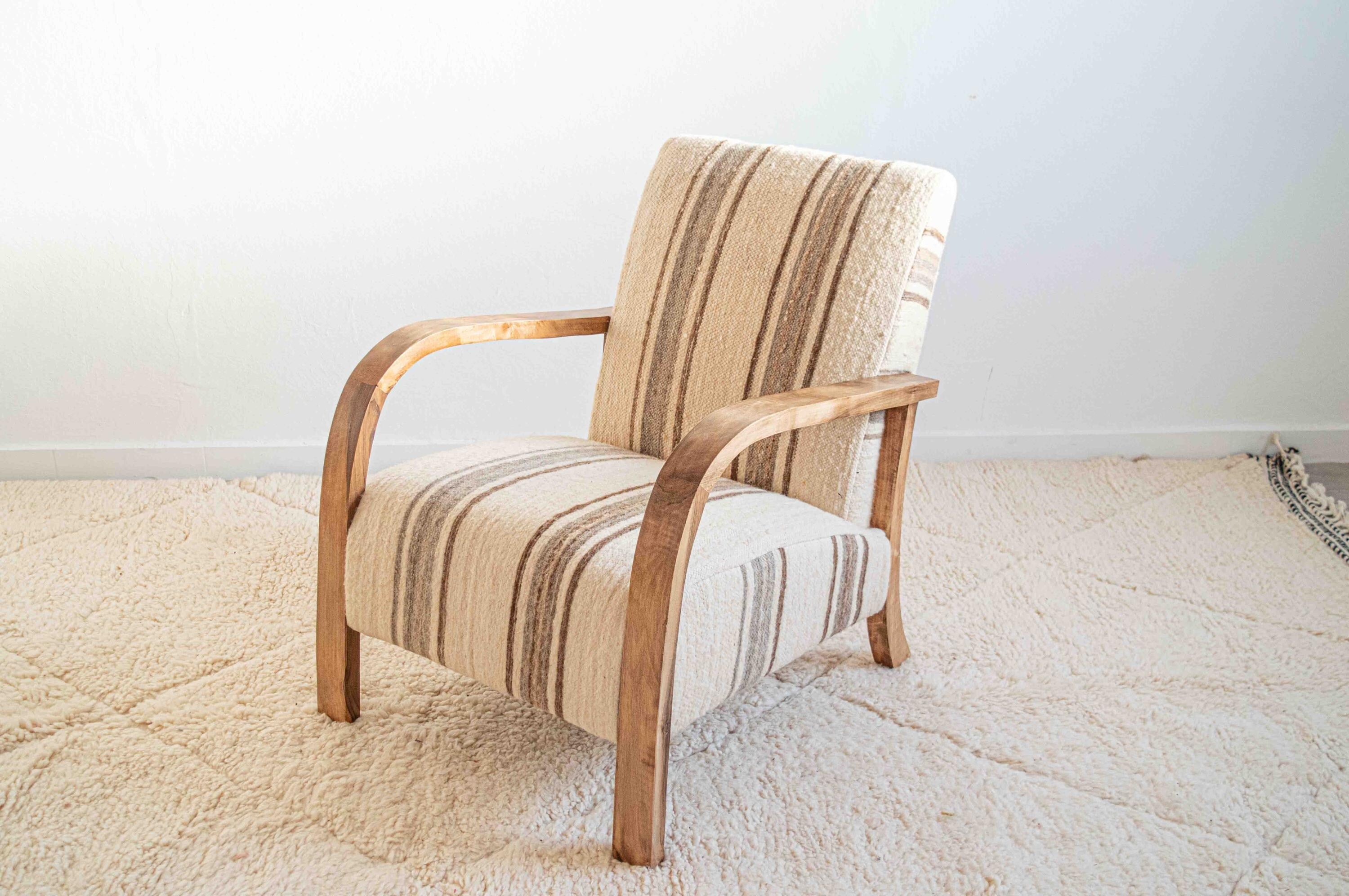 Vintage Wood Striped Armchair