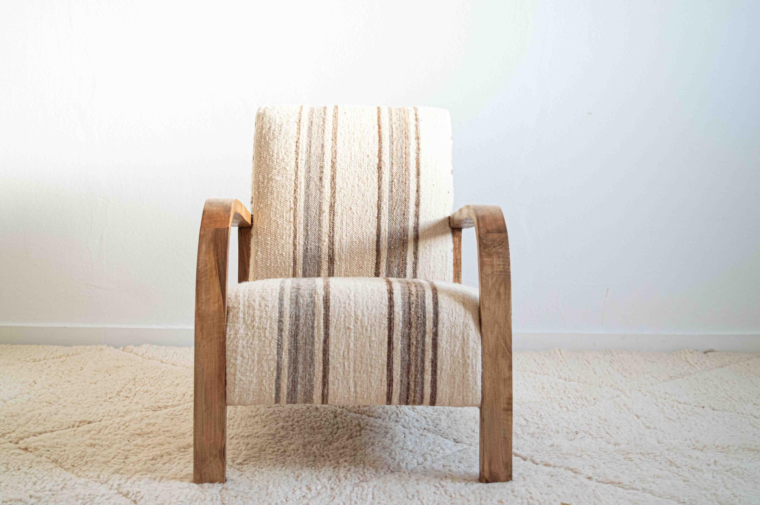 Vintage Wood Striped Armchair