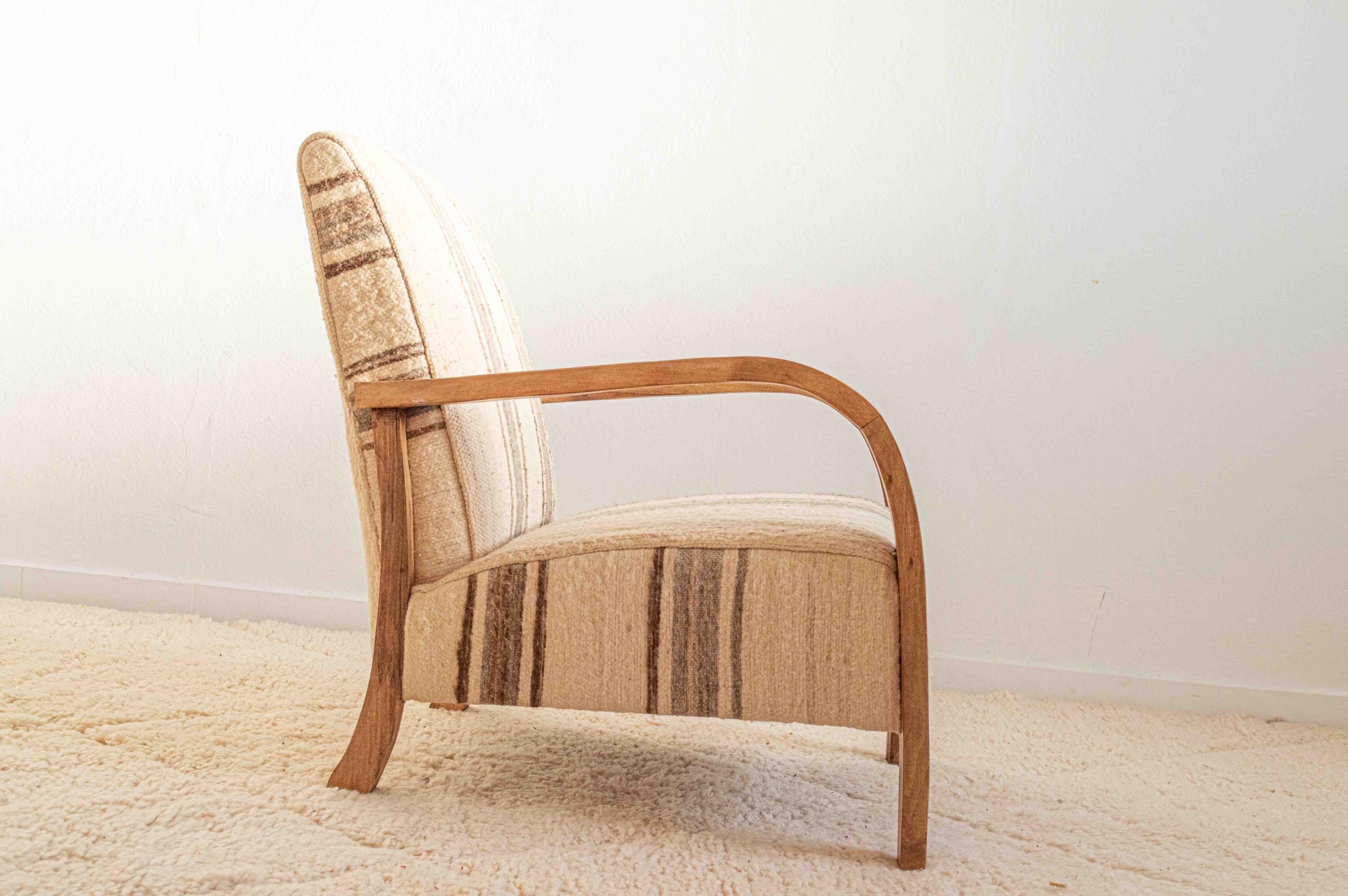 Vintage Wood Striped Armchair