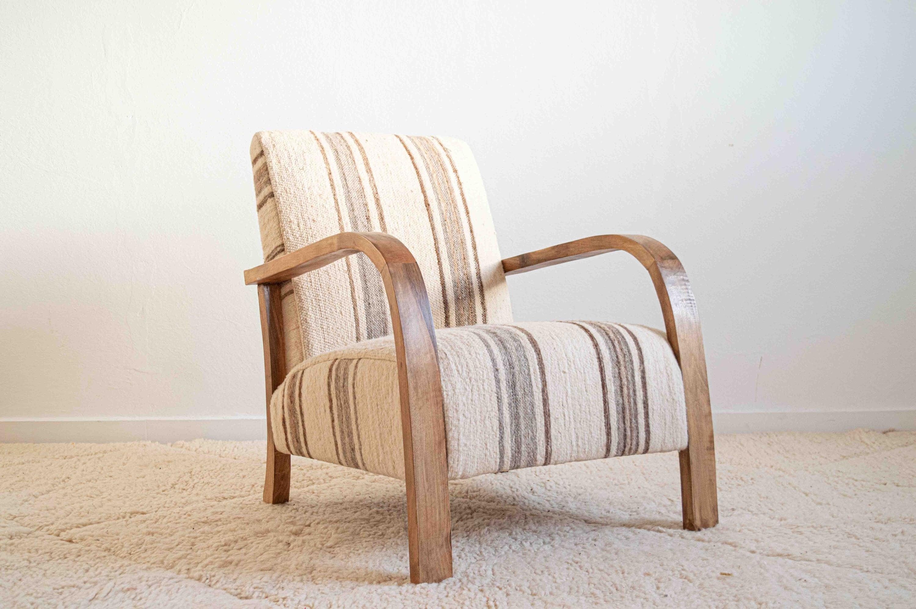Vintage Wood Striped Armchair