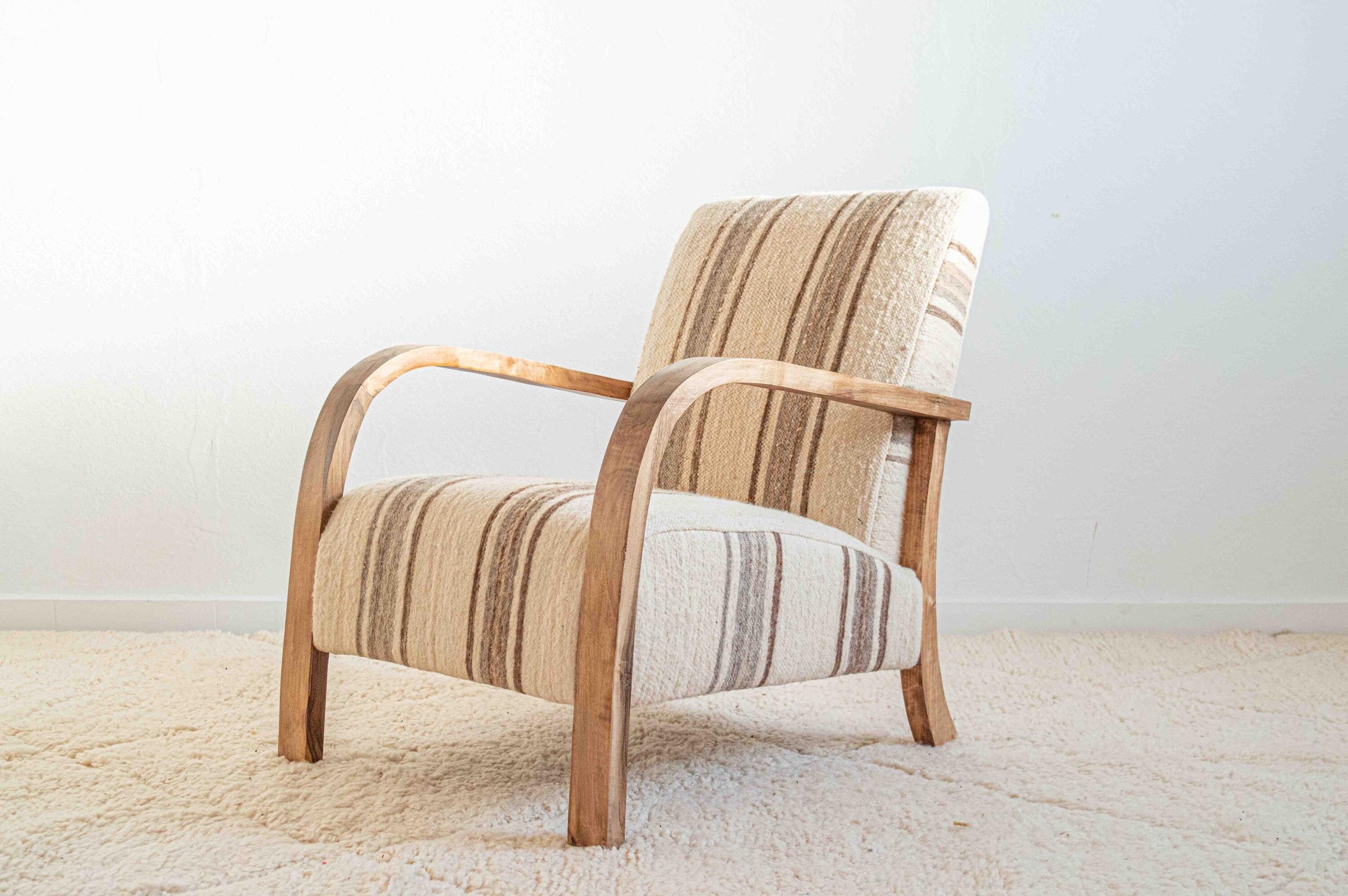 Vintage Wood Striped Armchair