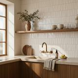 White Handcrafted Moroccan 1×4 Zellige Tile