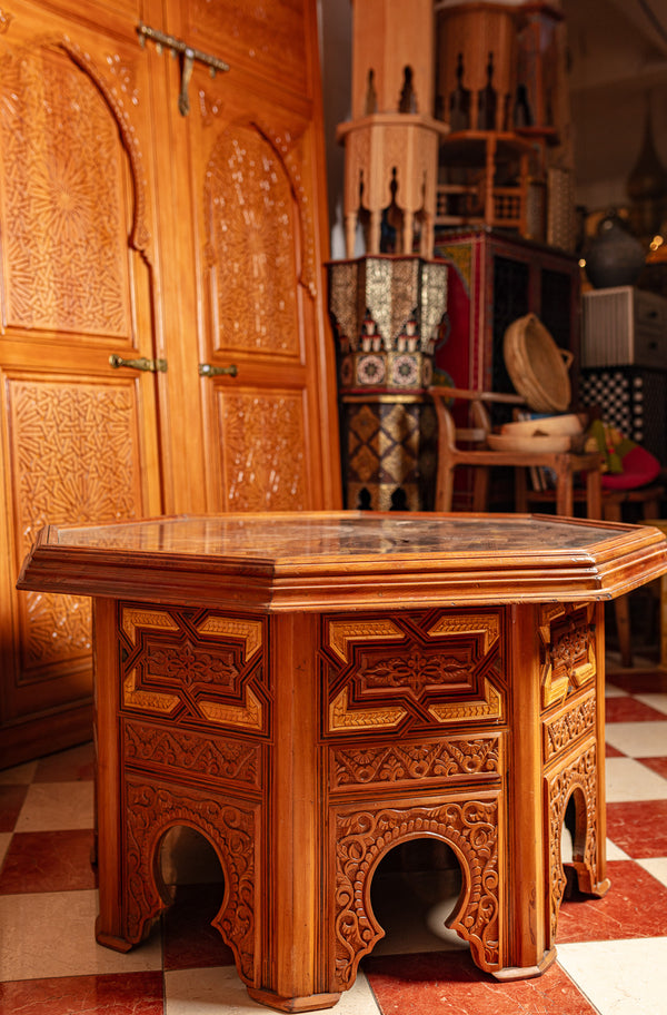 Moroccan Cedar Octagonal Table